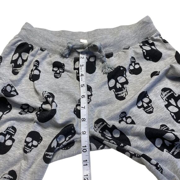 Coco Limon Cropped Skull Skeleton Joggers Gray Halloween Horror Spooky Sz M - Picture 6 of 11